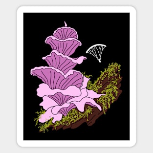 Hang Gliding Pink Pagoda Mushroom Magnet